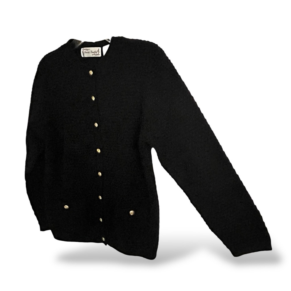 Pebble Stitch Classic Hamptons Quiet Luxury Martha's Vineyard Black Cardigan NWT - Picture 4 of 8